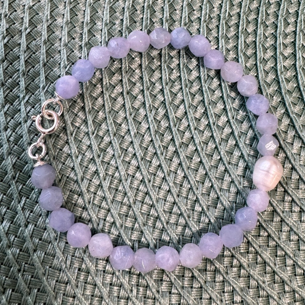 Natural Faceted Aquamarine Bracelet with Silver Clasp